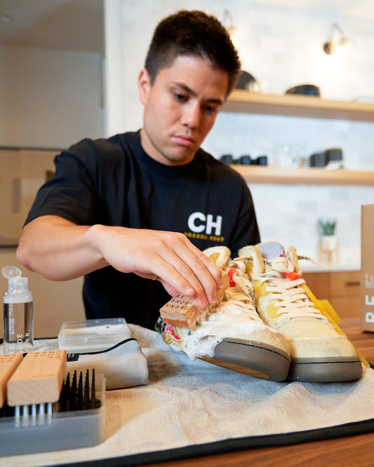 Cleaning Off-White Air Jordan 5s with RESHOEVN8R. 
