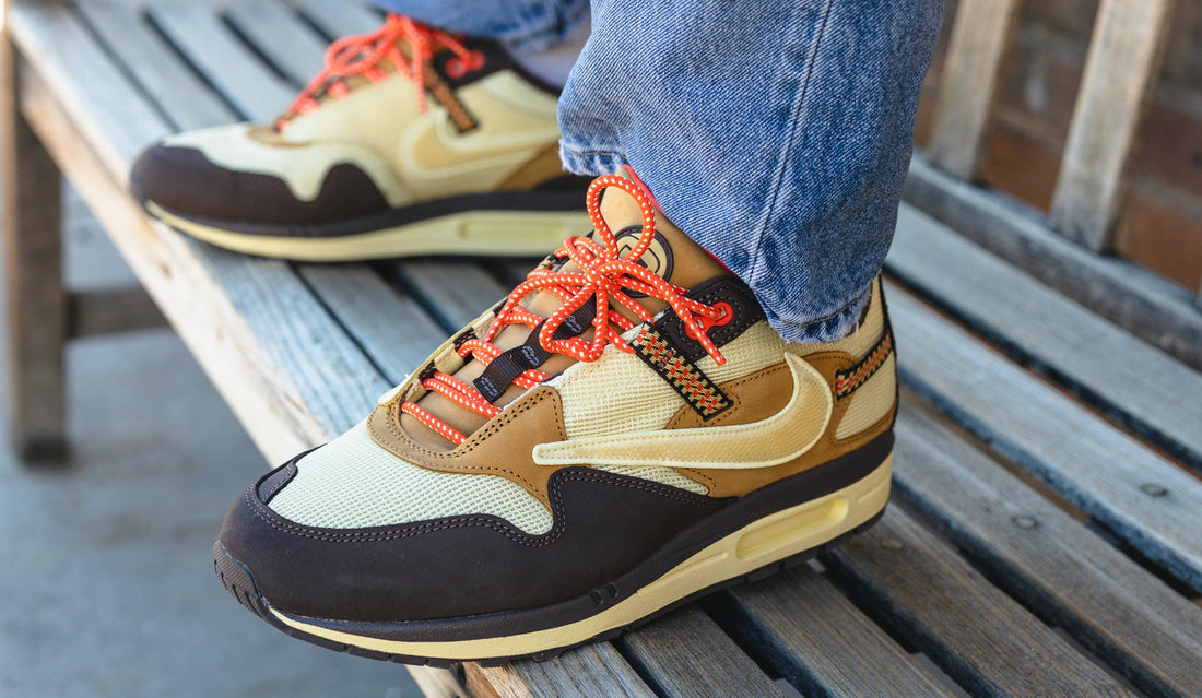 The Travis Scott Air Max 1 melds a mix of premium materials with an eye catching design. 