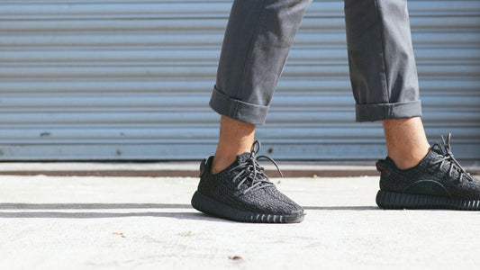 Yeezy 350 Pirate Black from 2015 on foot look. 