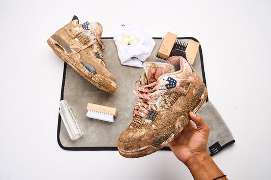 Nike SB Jordan 4s before cleaning with Reshoevn8r Signature Kit